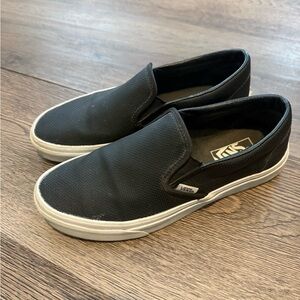 Vans Men's Black and White Slip-On Sneakers